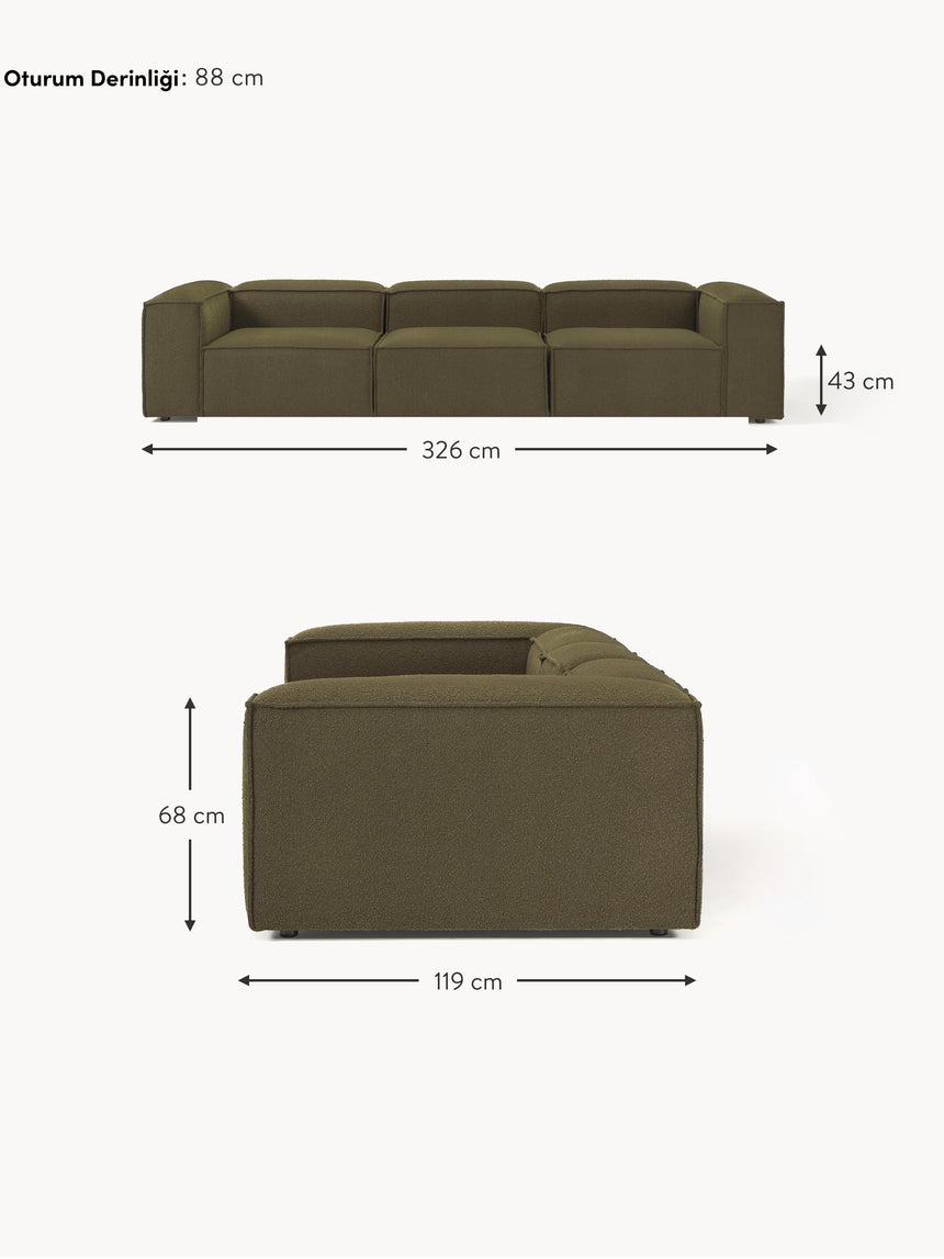 Lego Dörtlü Koltuk Zeytin Yeşili Bukle