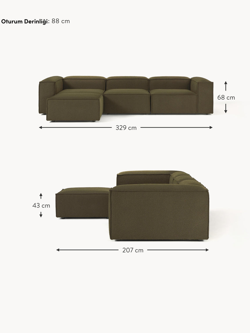 Lego Plus Köşe Koltuk Zeytin Yeşili Bukle