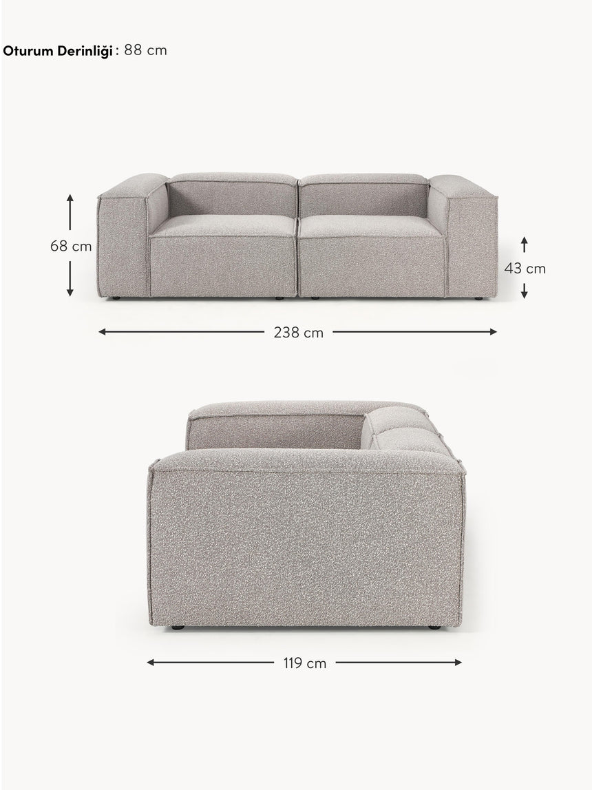 Lego Üçlü Koltuk Açık Gri Kahve Bukle