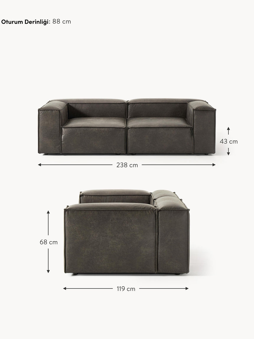 Lego Üçlü Koltuk Gri Kahve