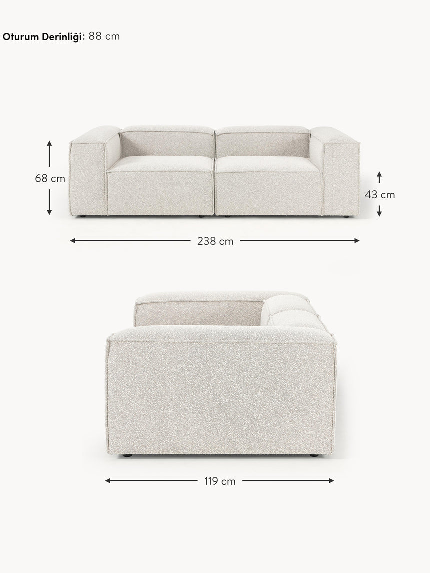 Lego Üçlü Koltuk Kırık Beyaz Bukle