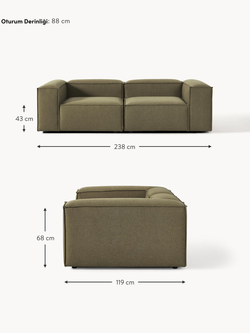 Lego Üçlü Koltuk Zeytin Yeşili