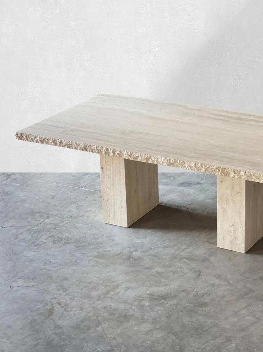 Life Doğal Kesim Dikdörtgen Traverten Mermer Yemek Masası