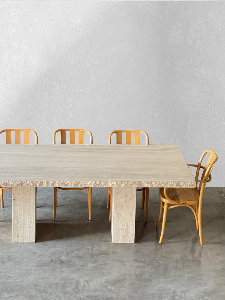 Life Doğal Kesim Dikdörtgen Traverten Mermer Yemek Masası