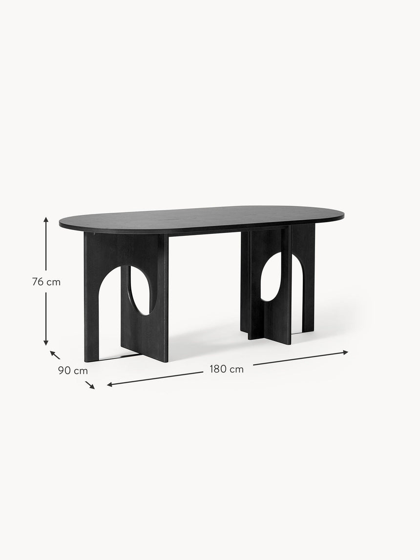 Love Oval Ahşap Yemek Masası Siyah