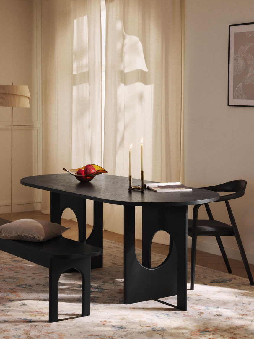 Love Oval Ahşap Yemek Masası Siyah
