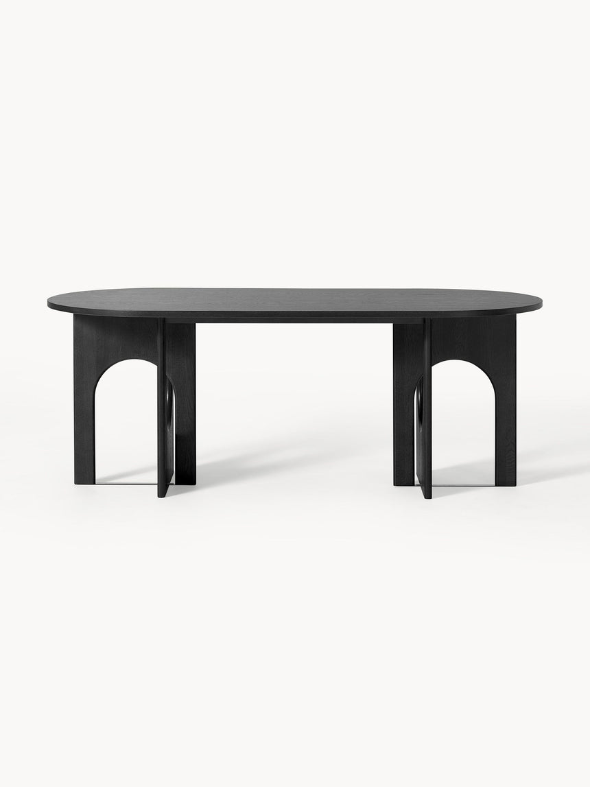 Love Oval Ahşap Yemek Masası Siyah