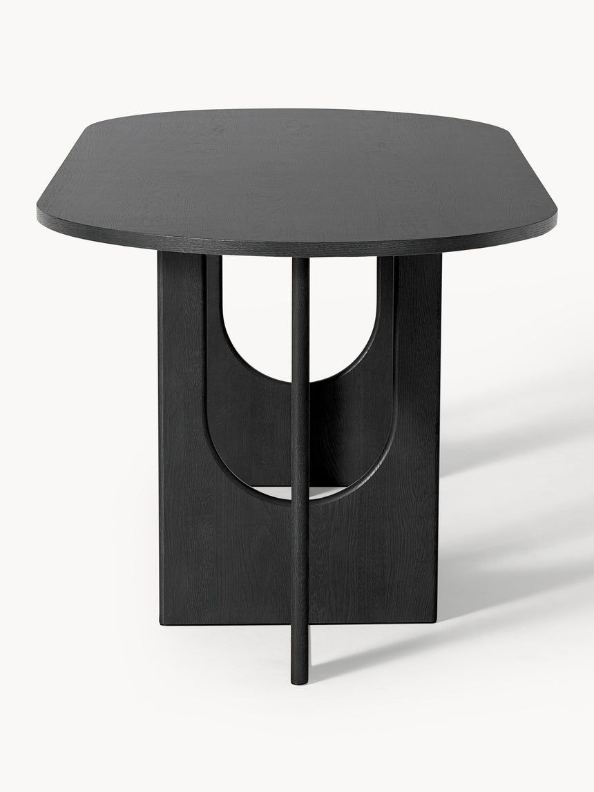 Love Oval Ahşap Yemek Masası Siyah