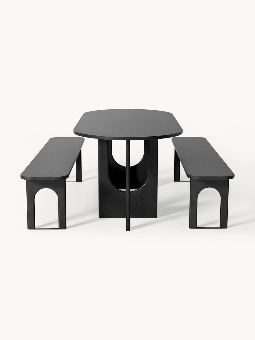 Love Oval Ahşap Yemek Masası Siyah