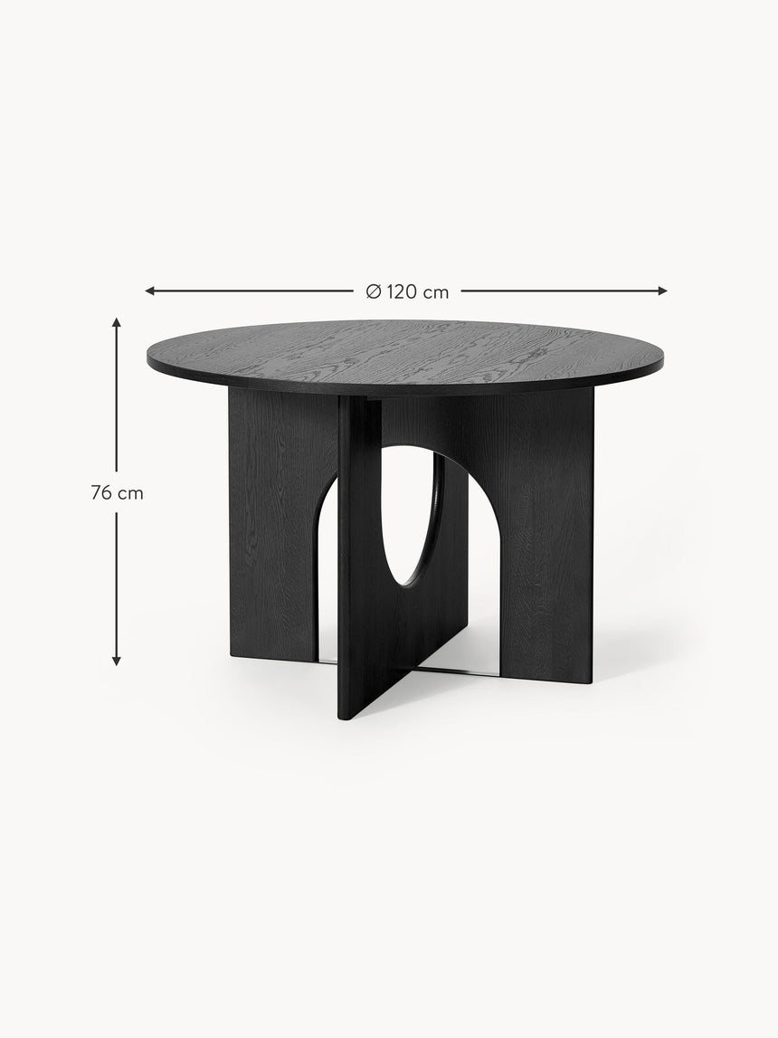 Love Yuvarlak Ahşap Yemek Masası Siyah