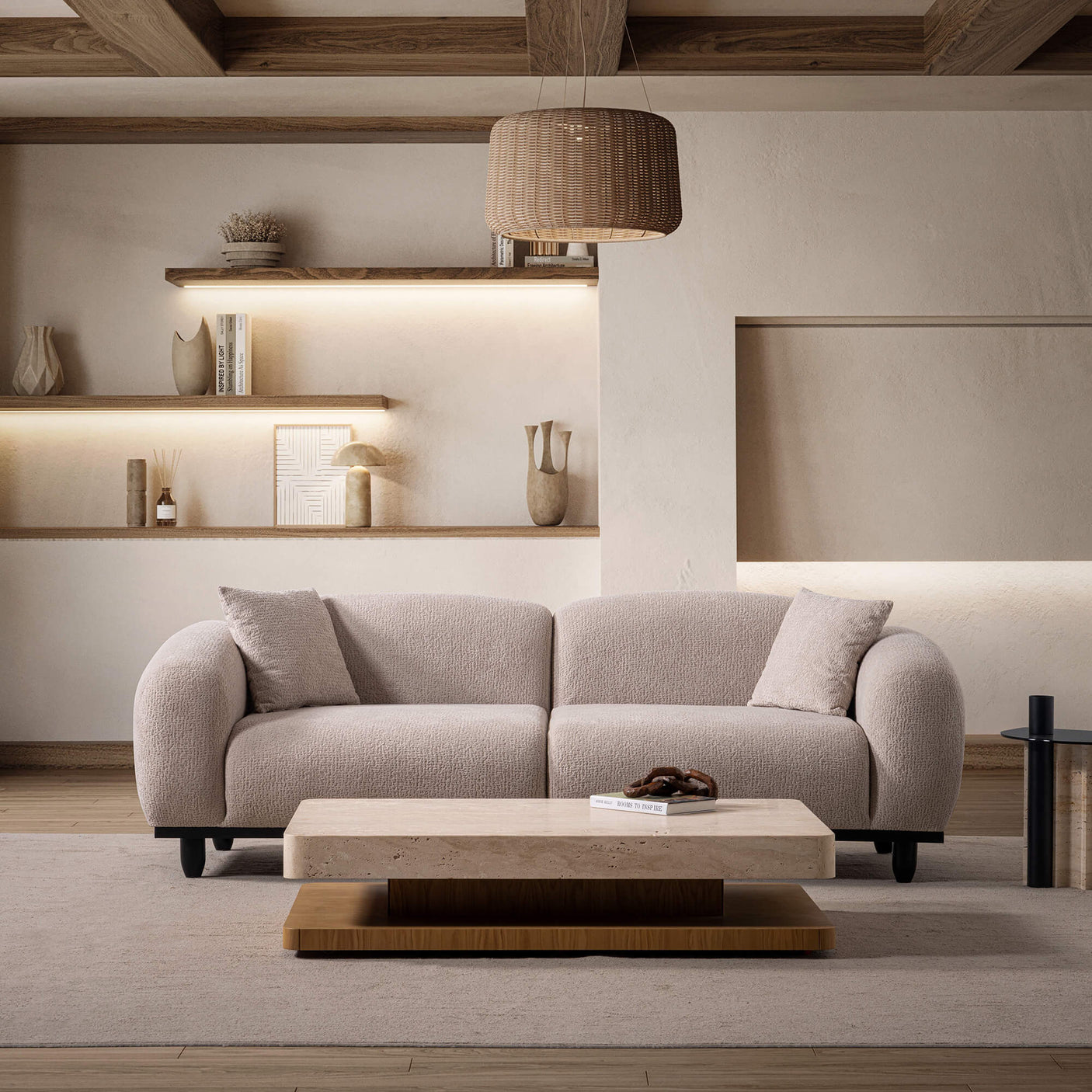 Lucas Traverten Mermer Dikdörtgen Orta Sehpa