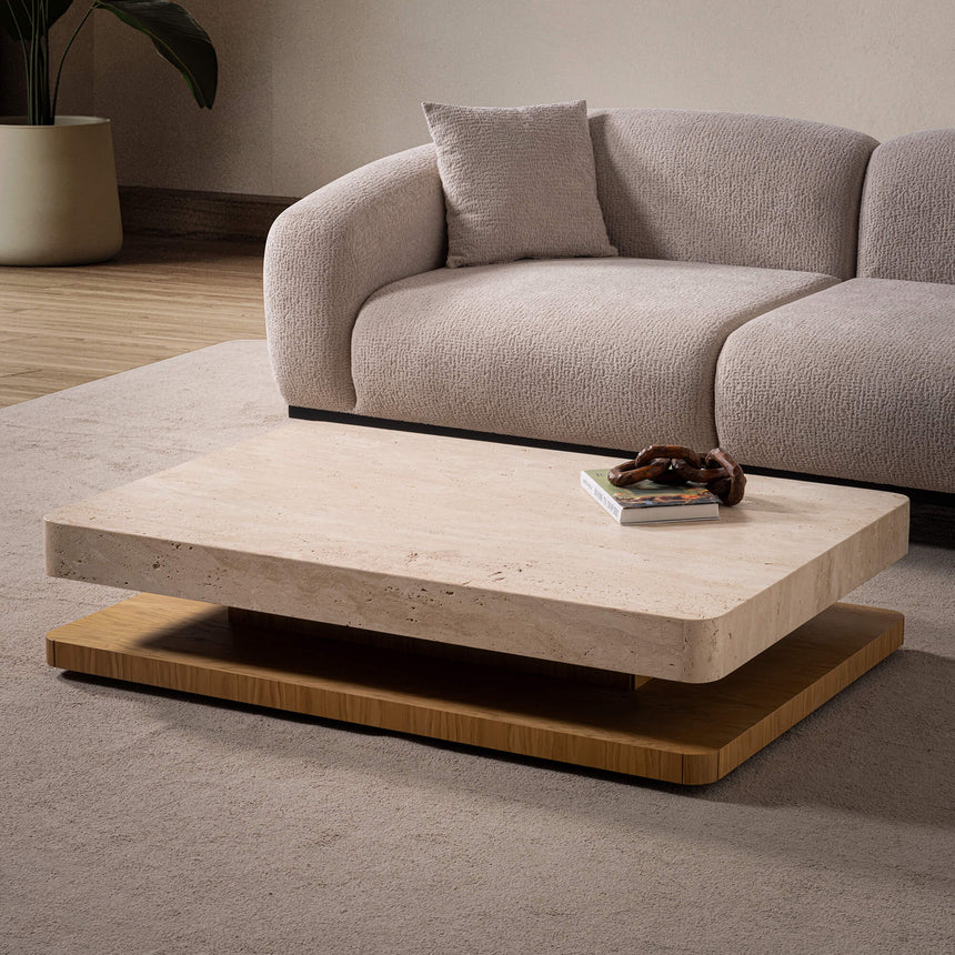 Lucas Traverten Mermer Dikdörtgen Orta Sehpa