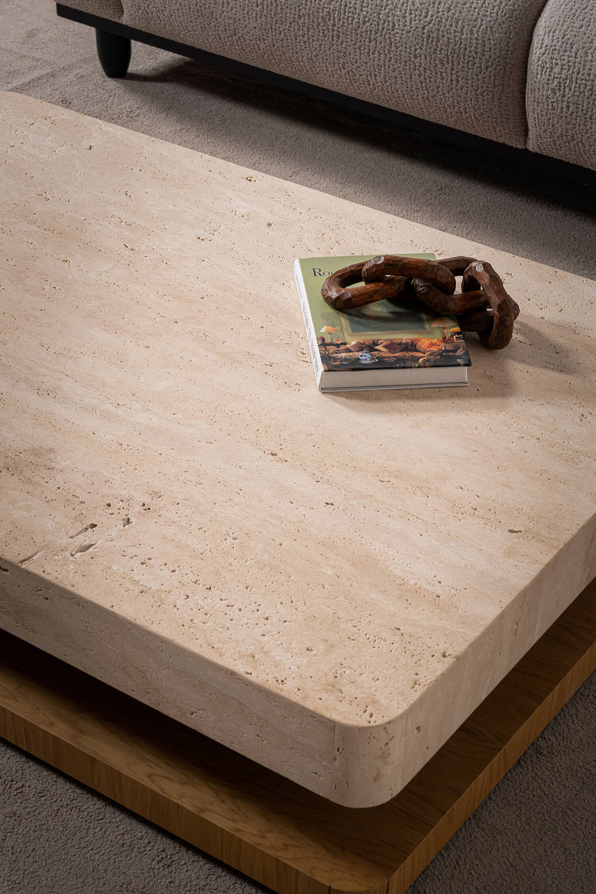 Lucas Traverten Mermer Dikdörtgen Orta Sehpa