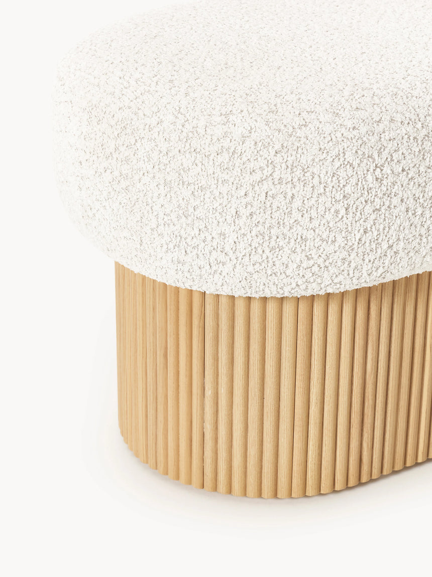 Mantar Elips Sandık Puf Kırık Beyaz Teddy Açık Dışbudak