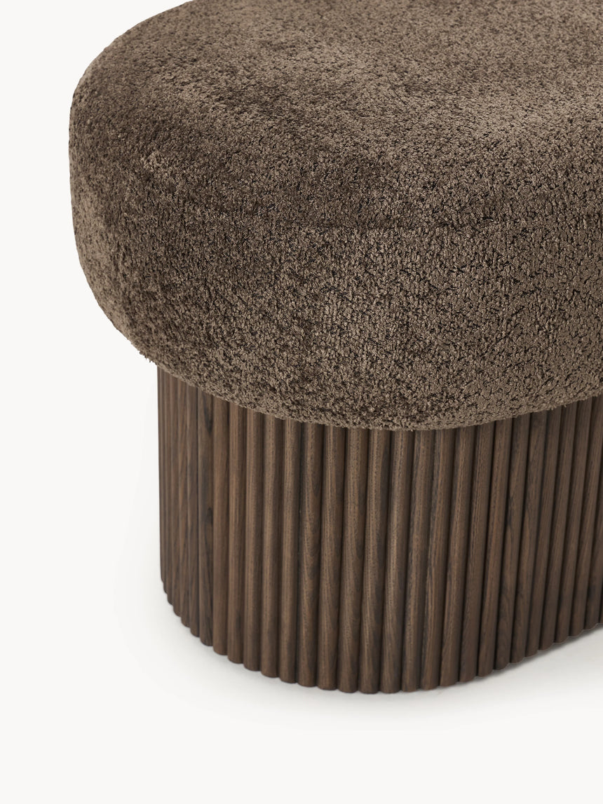 Mantar Elips Sandık Puf Koyu Kahve Teddy Koyu Dışbudak