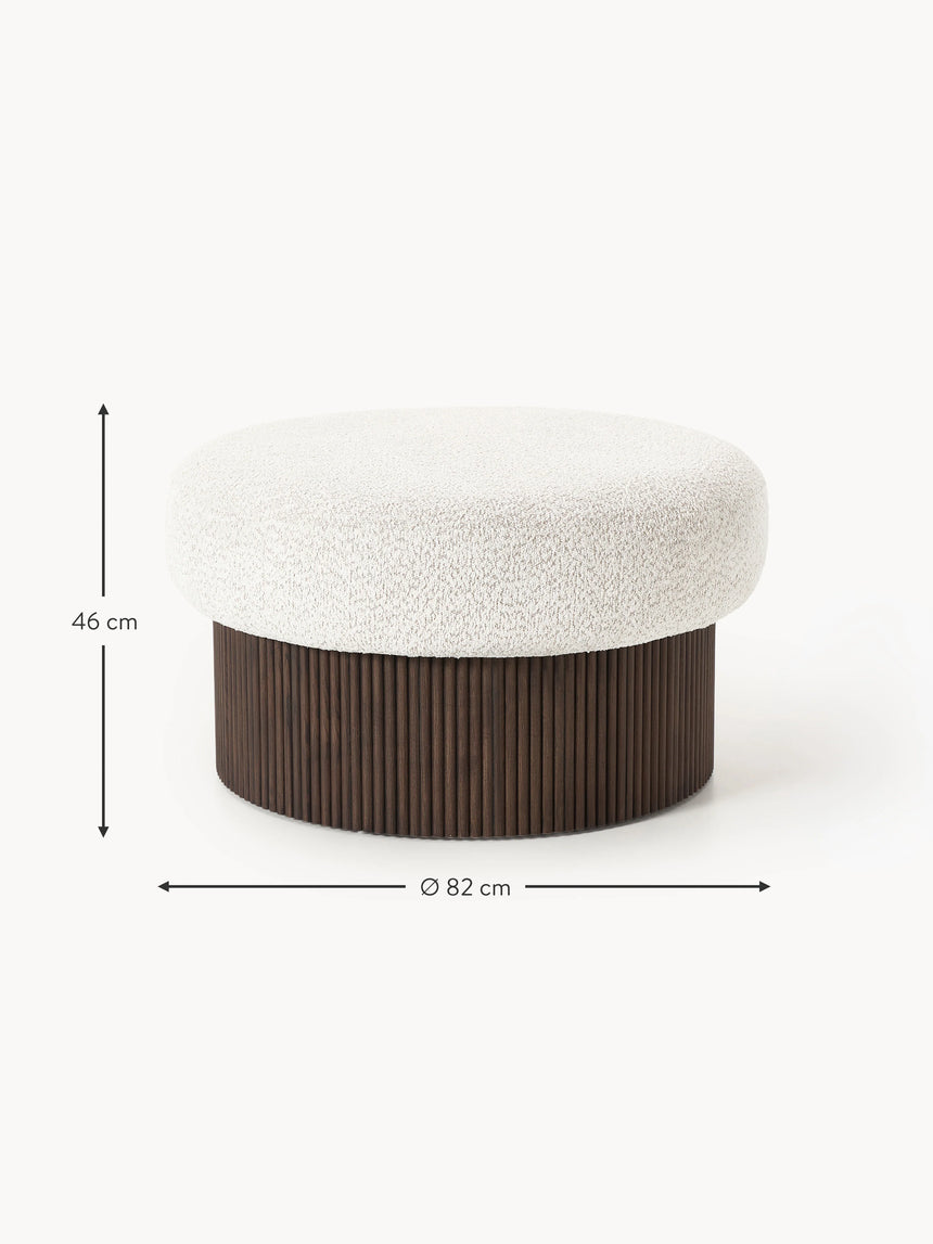 Mantar Large Silindir Sandık Puf Kırık Beyaz Teddy Koyu Dışbudak