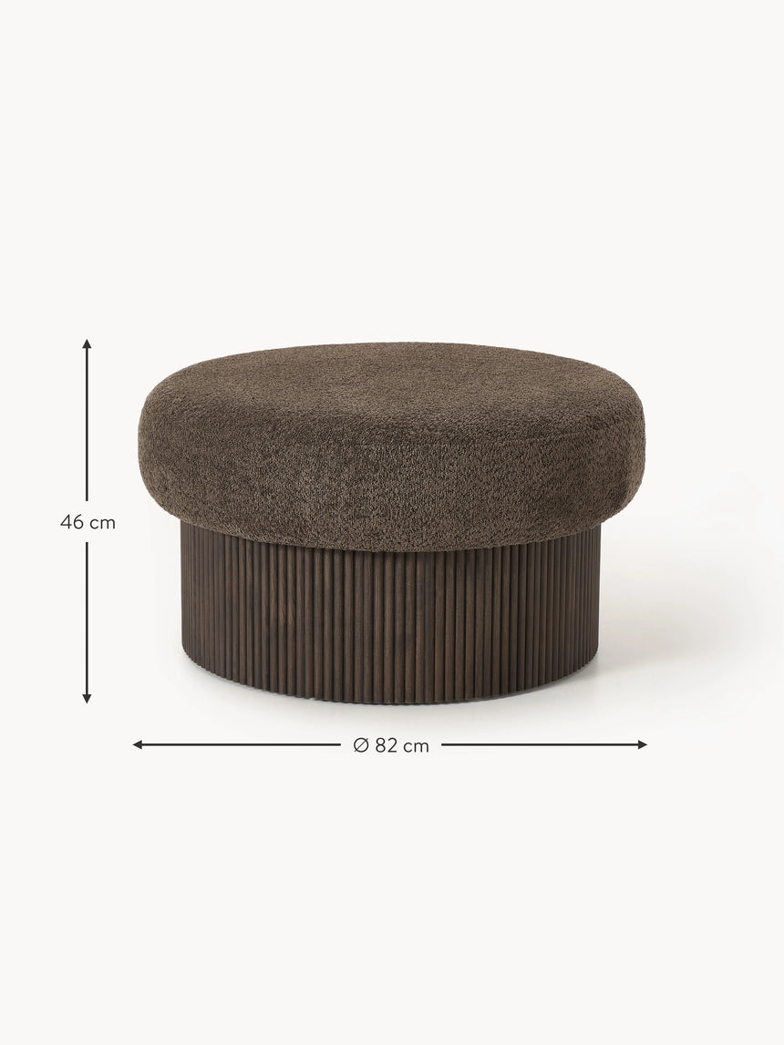 Mantar Large Silindir Sandık Puf Koyu Kahve Teddy Koyu Dışbudak