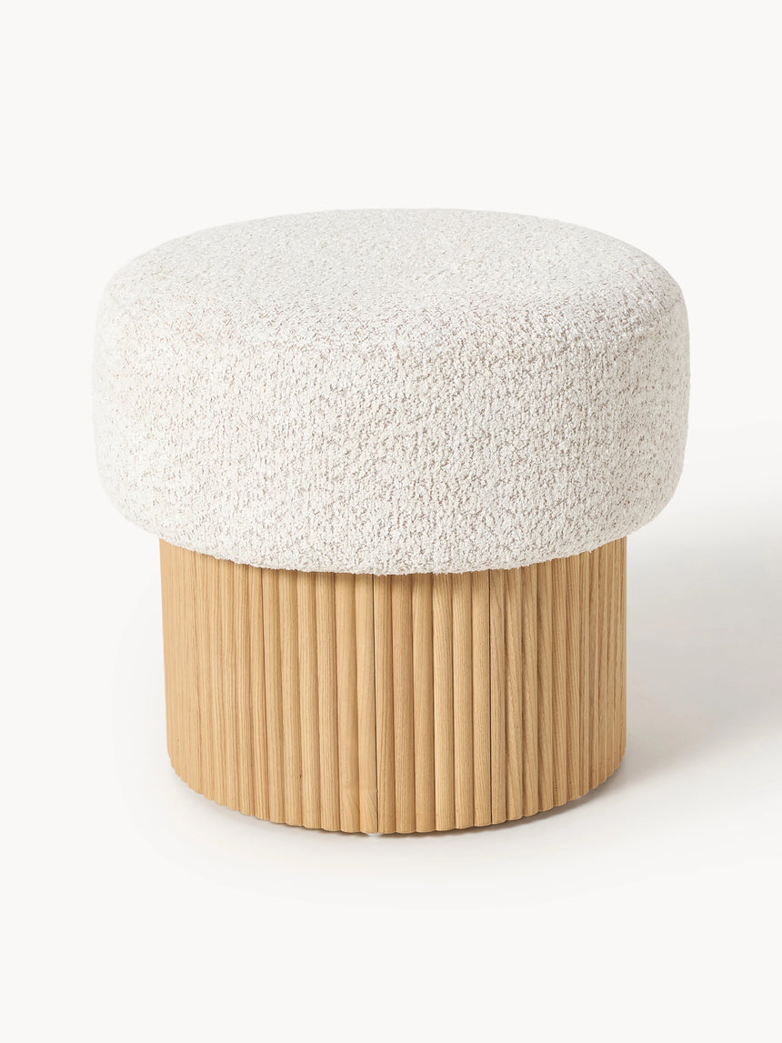 Mantar Silindir Sandık Puf Kırık Beyaz Teddy Açık Dışbudak