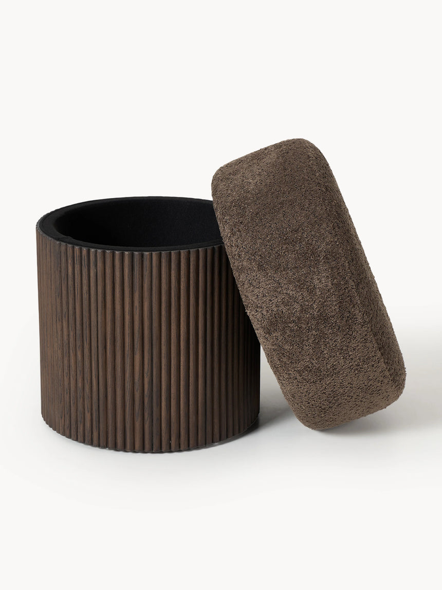 Mantar Silindir Sandık Puf Koyu Kahve Teddy Koyu Dışbudak