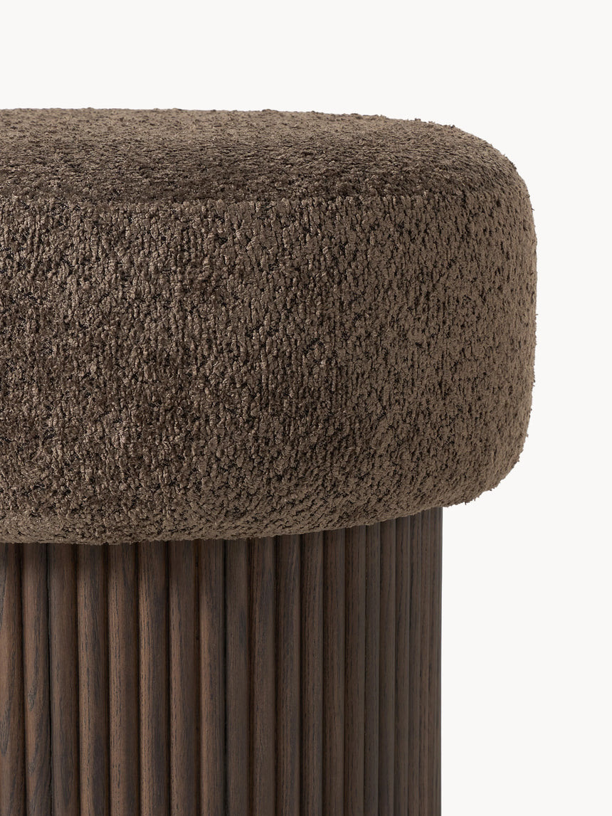 Mantar Silindir Sandık Puf Koyu Kahve Teddy Koyu Dışbudak