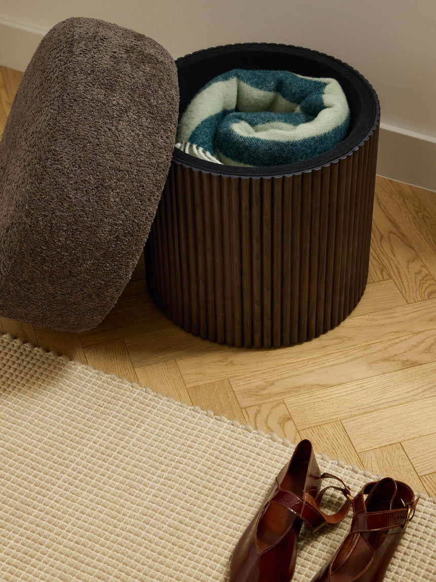 Mantar Silindir Sandık Puf Koyu Kahve Teddy Koyu Dışbudak