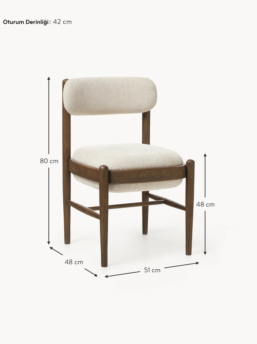 Mara Ahşap Sandalye Kırık Beyaz Ceviz