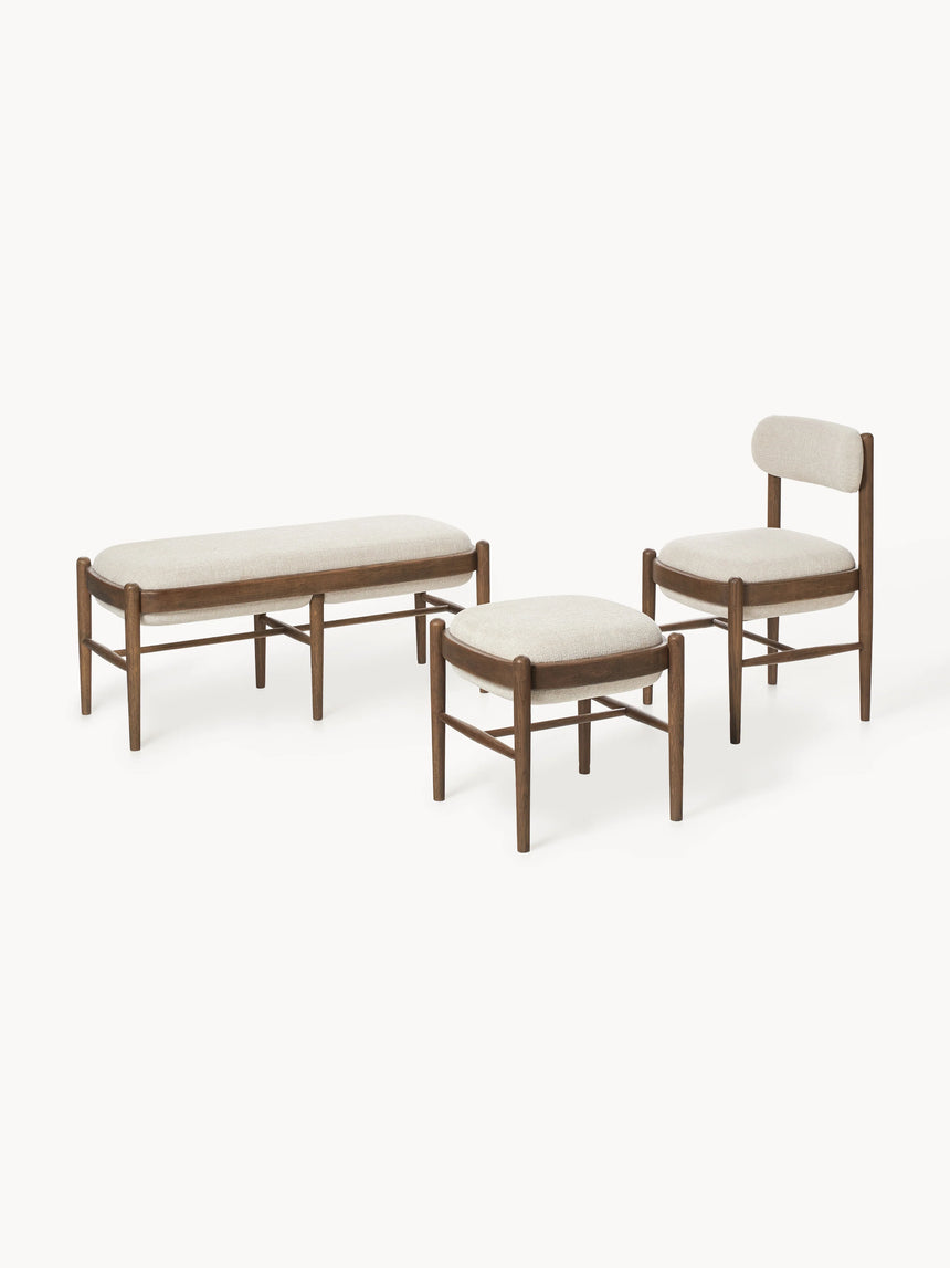 Mara Ahşap Tabure Kırık Beyaz Ceviz