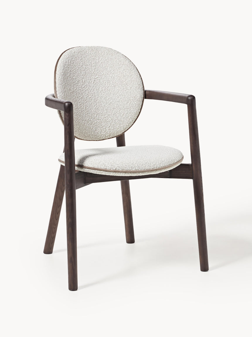 Maya Ahşap Sandalye Kırık Beyaz Bukle Ceviz