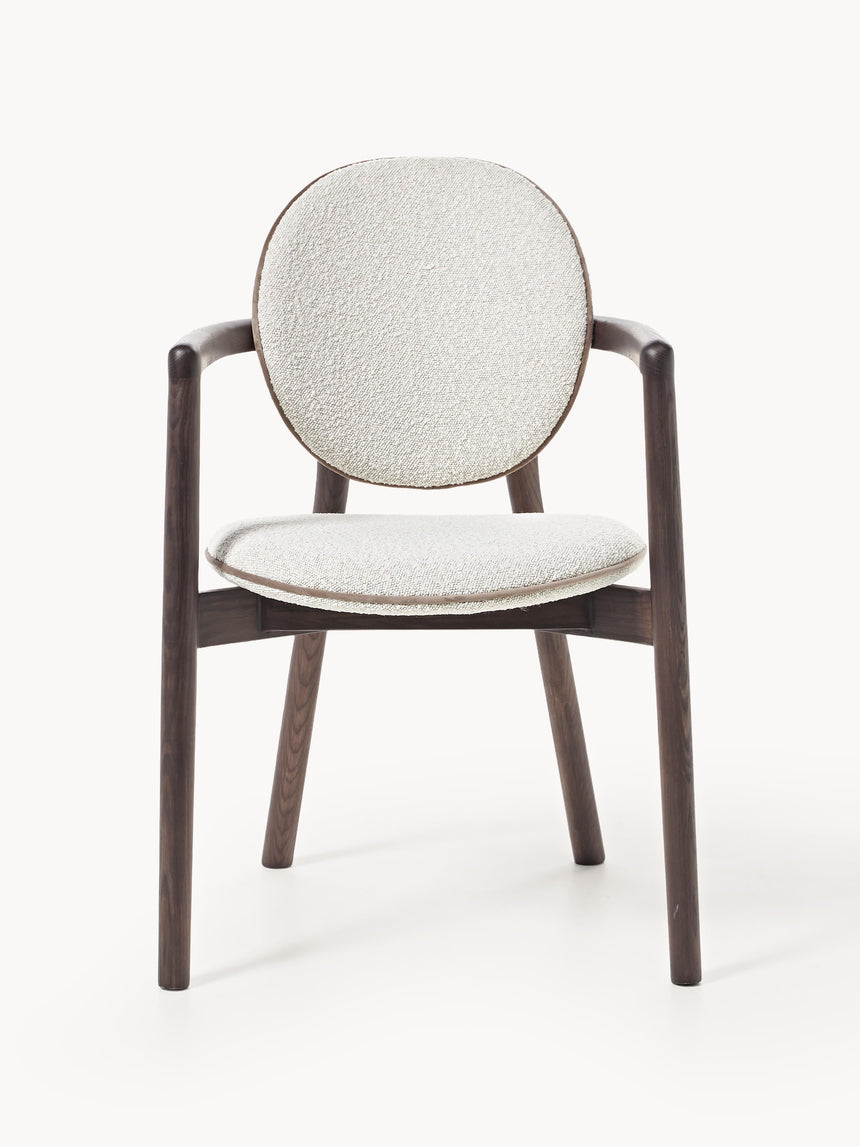 Maya Ahşap Sandalye Kırık Beyaz Bukle Ceviz