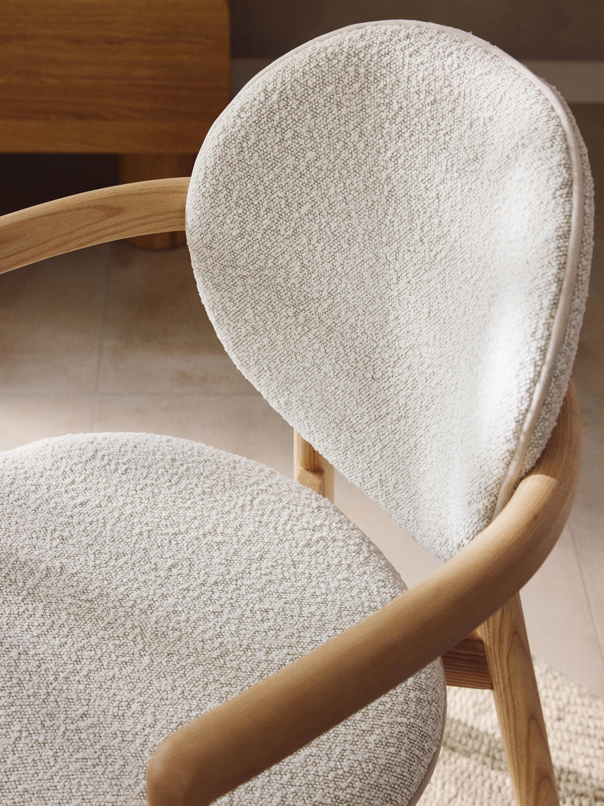 Maya Ahşap Sandalye Kırık Beyaz Bukle Meşe