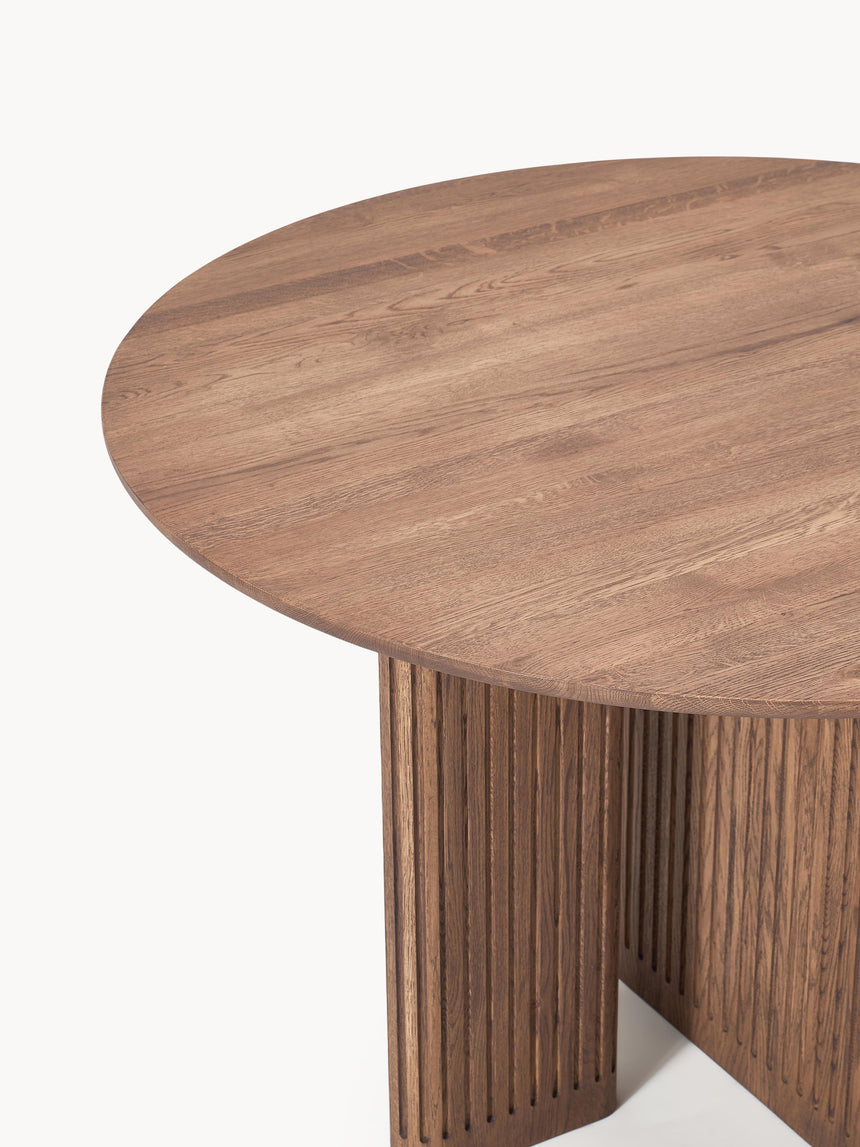 Meta Yuvarlak Ahşap Yemek Masası Ceviz