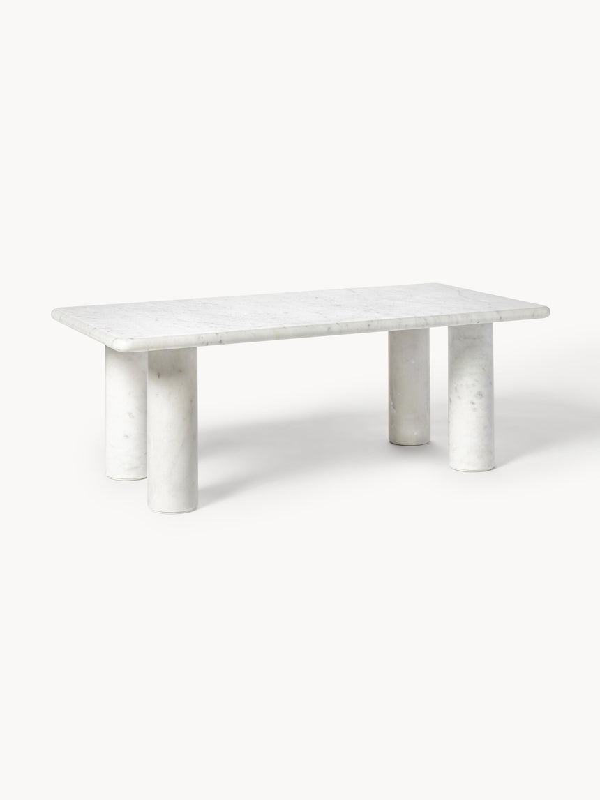 Milas Mermer Dikdörtgen Orta Sehpa Beyaz