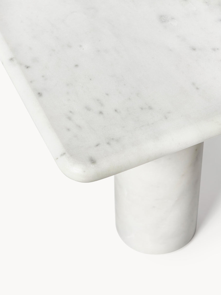 Milas Mermer Dikdörtgen Orta Sehpa Beyaz