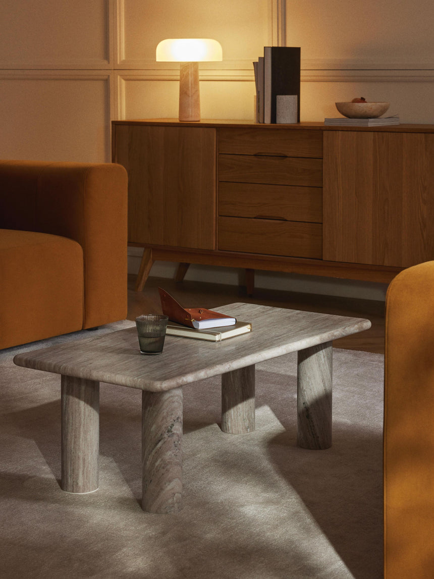 Milas Mermer Dikdörtgen Orta Sehpa Gri