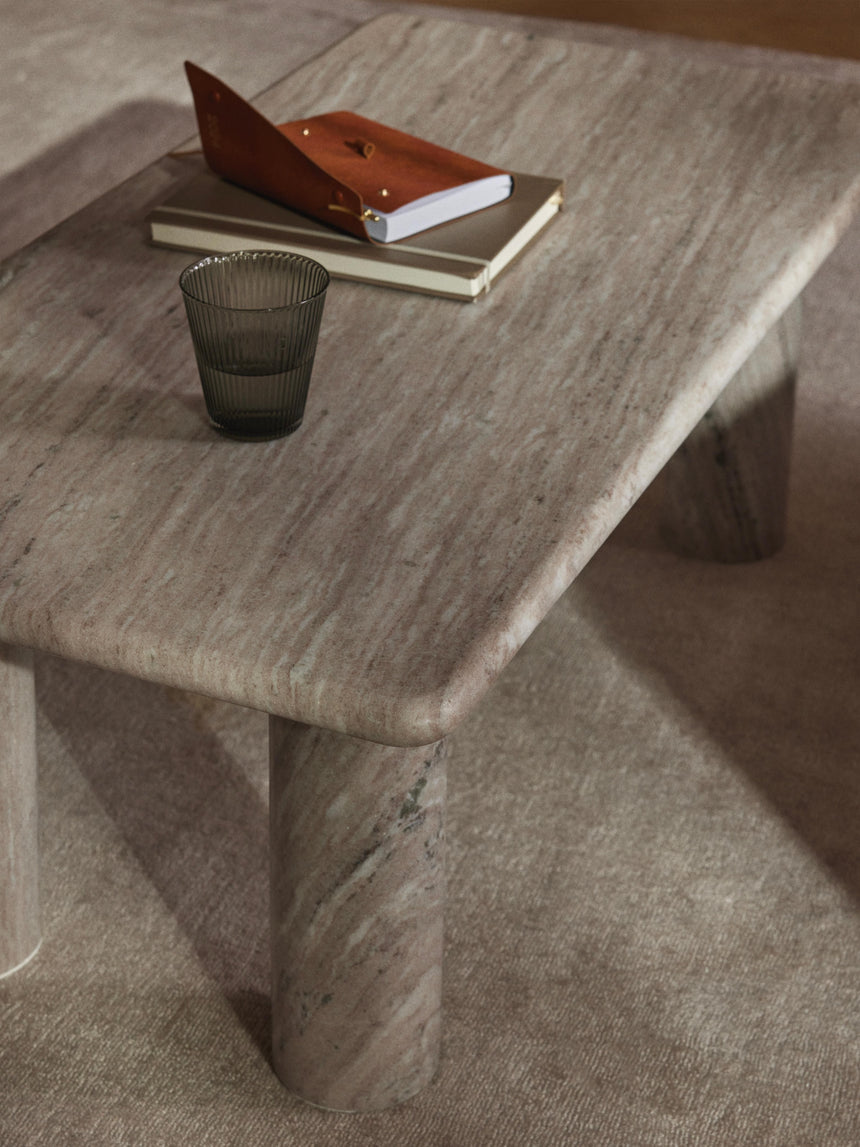 Milas Mermer Dikdörtgen Orta Sehpa Gri