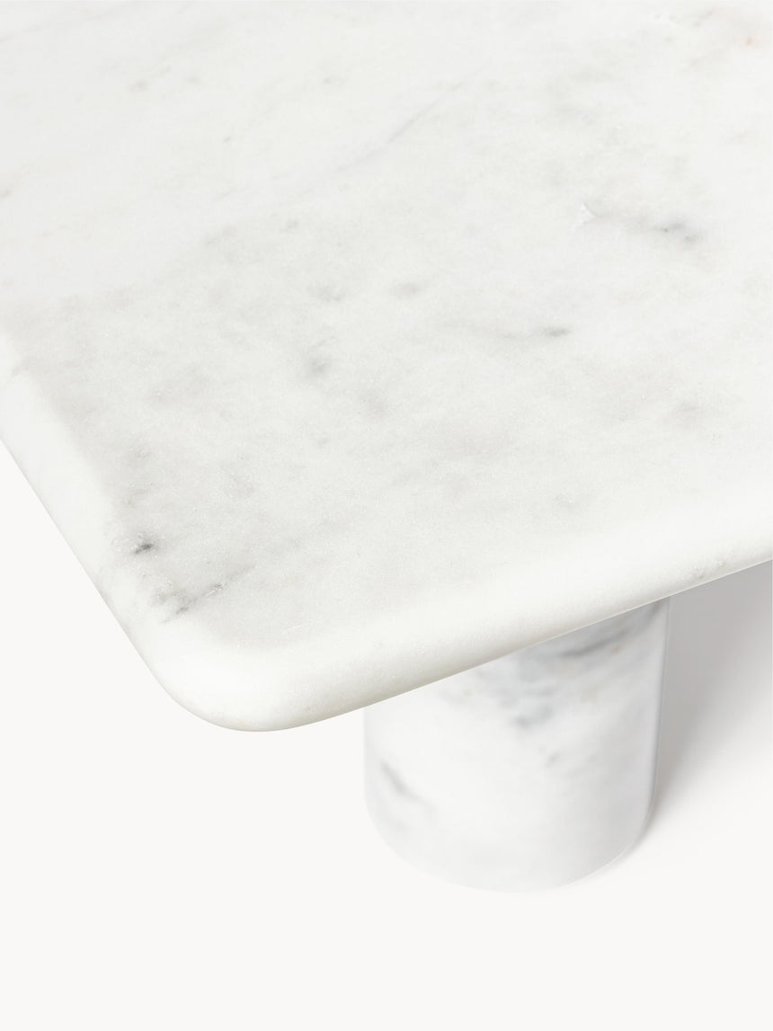 Milas Mermer Kare Orta Sehpa Beyaz
