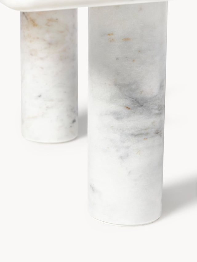 Milas Mermer Kare Orta Sehpa Beyaz