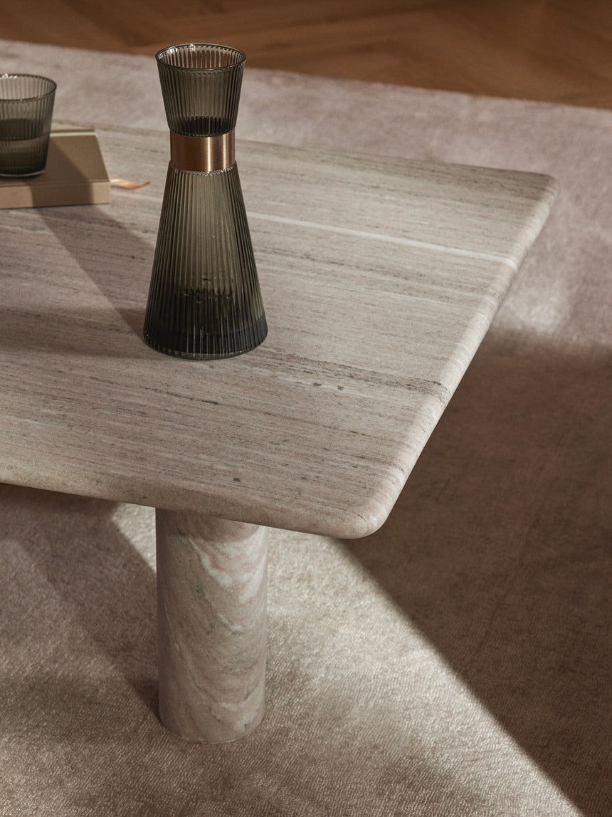 Milas Mermer Kare Orta Sehpa Gri