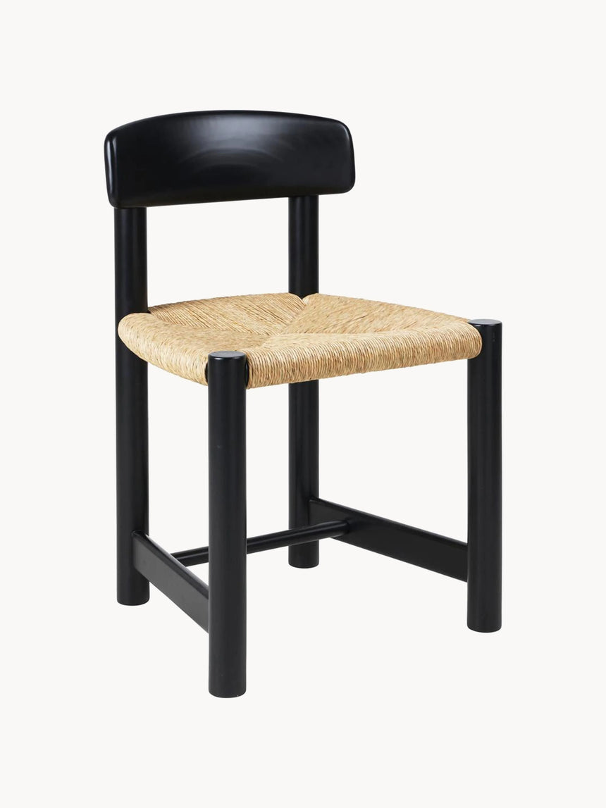 Miller Hasır İşlemeli Ahşap Sandalye Siyah