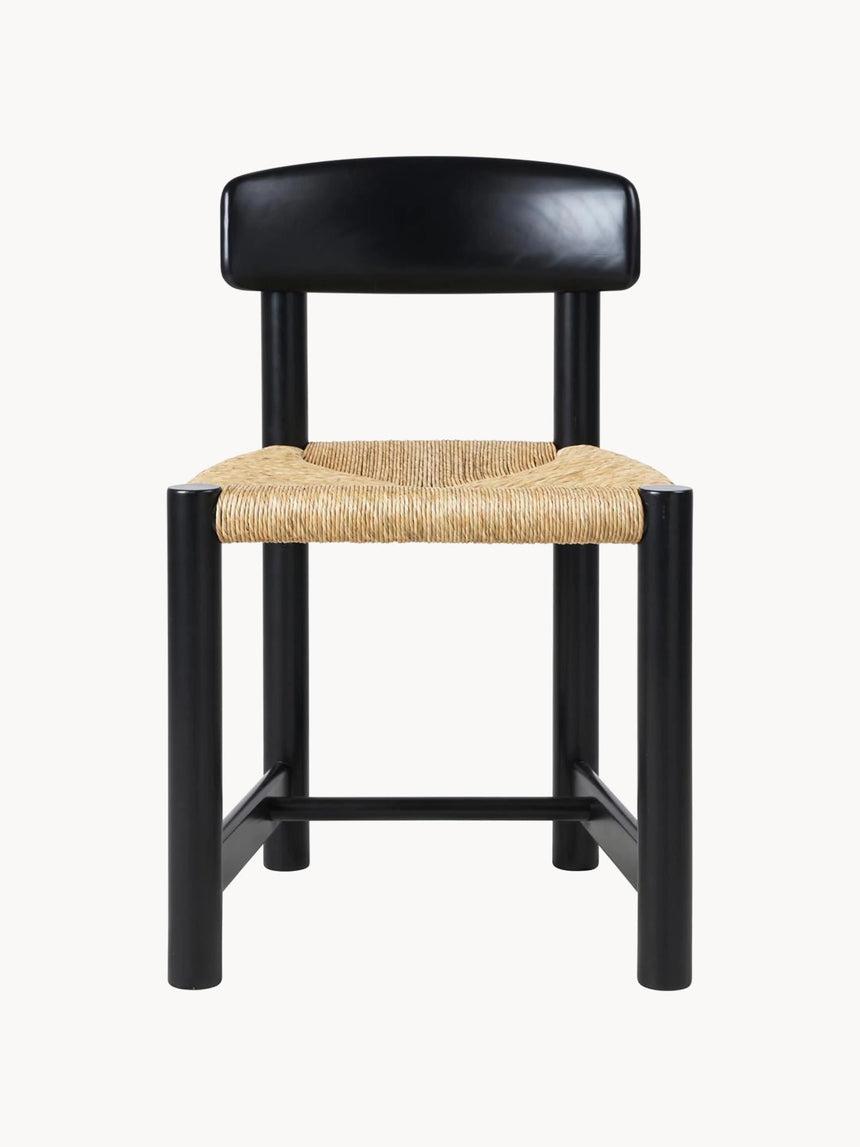Miller Hasır İşlemeli Ahşap Sandalye Siyah
