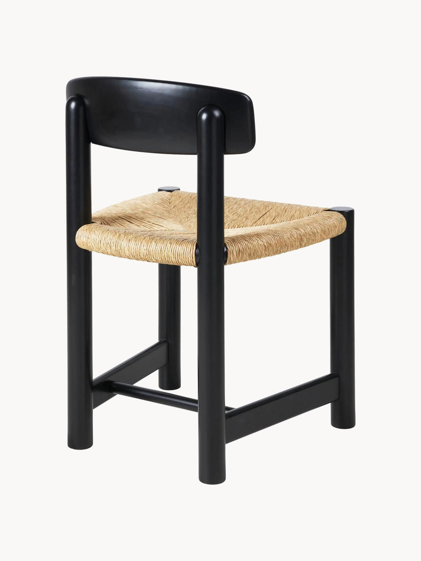 Miller Hasır İşlemeli Ahşap Sandalye Siyah