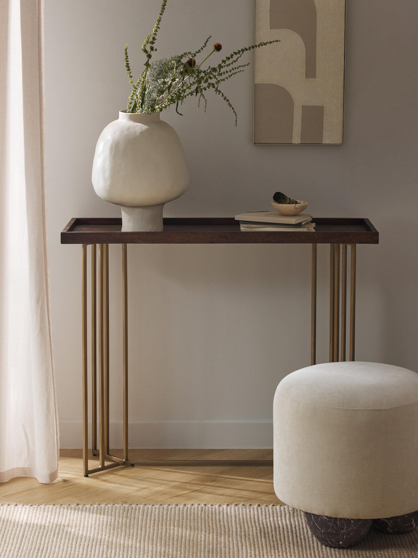 Minsk Ahşap Tablalı Metal Ayaklı Dresuar Ceviz