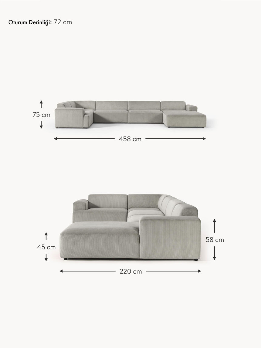 Mira Big Köşe Koltuk Gri Fitilli