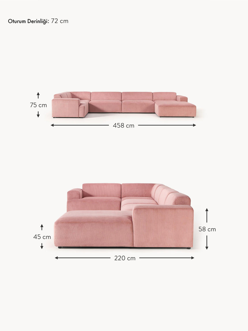 Mira Big Köşe Koltuk Pembe Fitilli