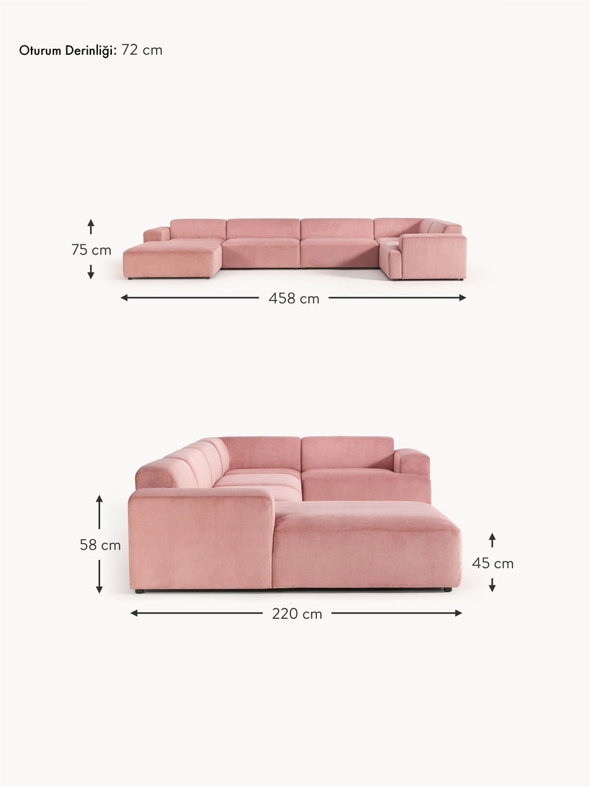 Mira Big Köşe Koltuk Pembe Fitilli