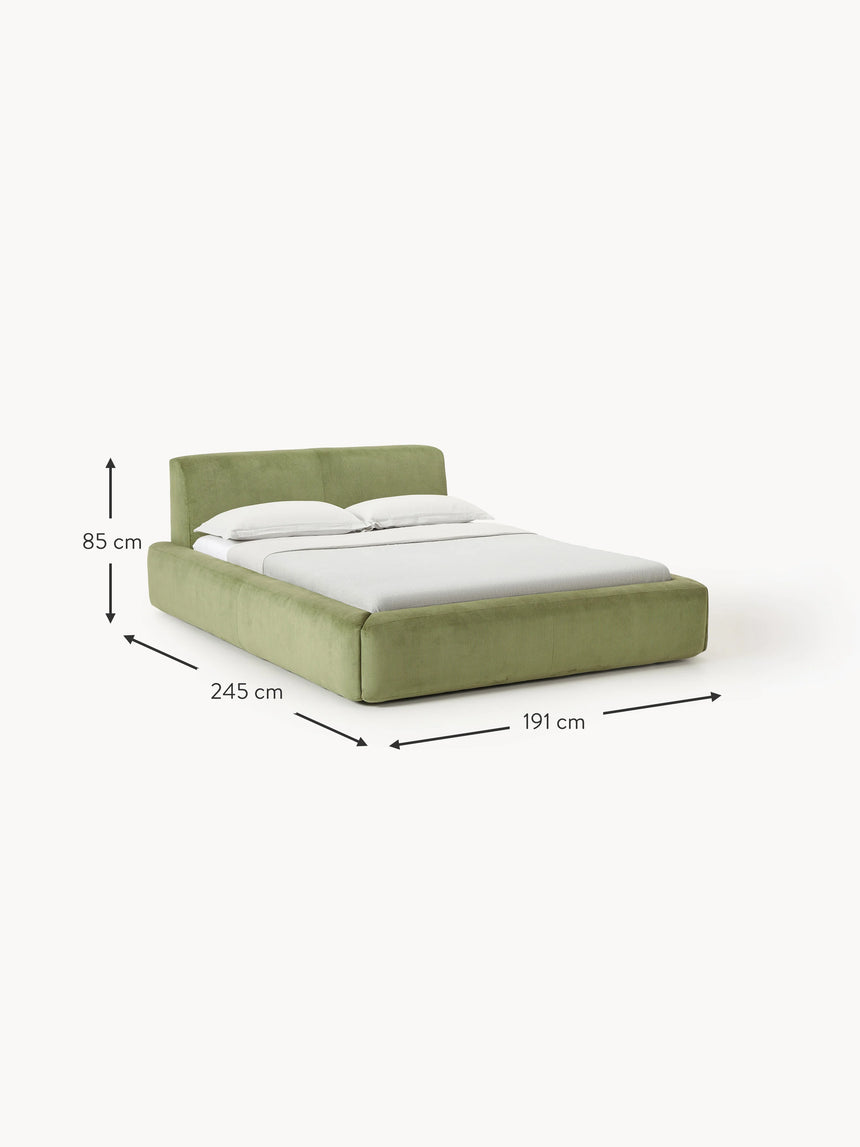 Mira Çift Kişilik Karyola Zeytin Yeşili Fitilli
