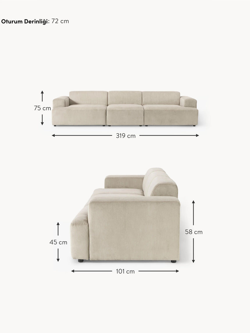 Mira Dörtlü Koltuk Bej Fitilli