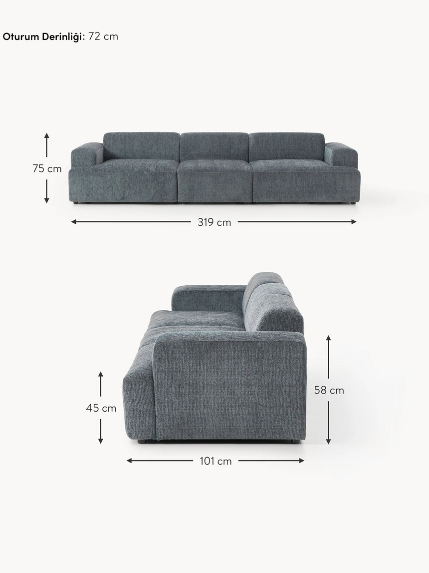 Mira Dörtlü Koltuk Gri Mavi Şönil