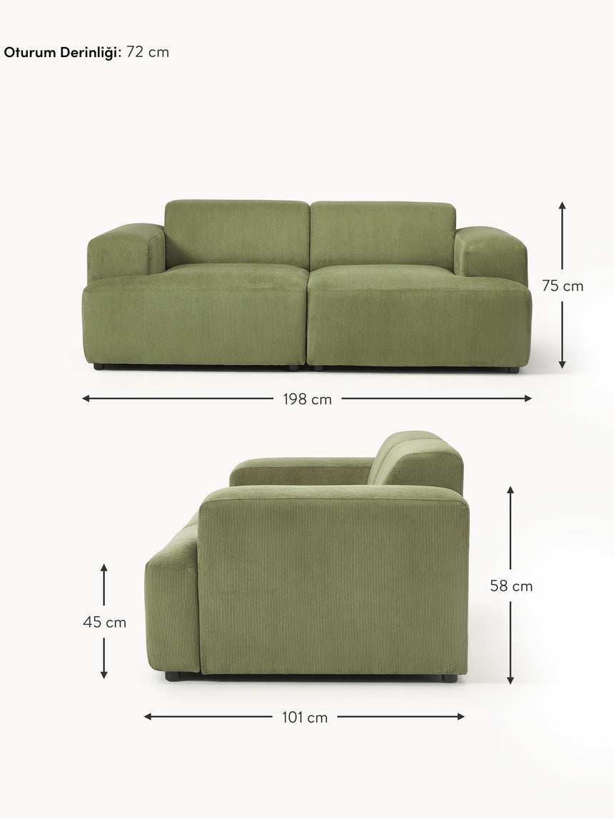 Mira İkili Koltuk Zeytin Yeşili Fitilli