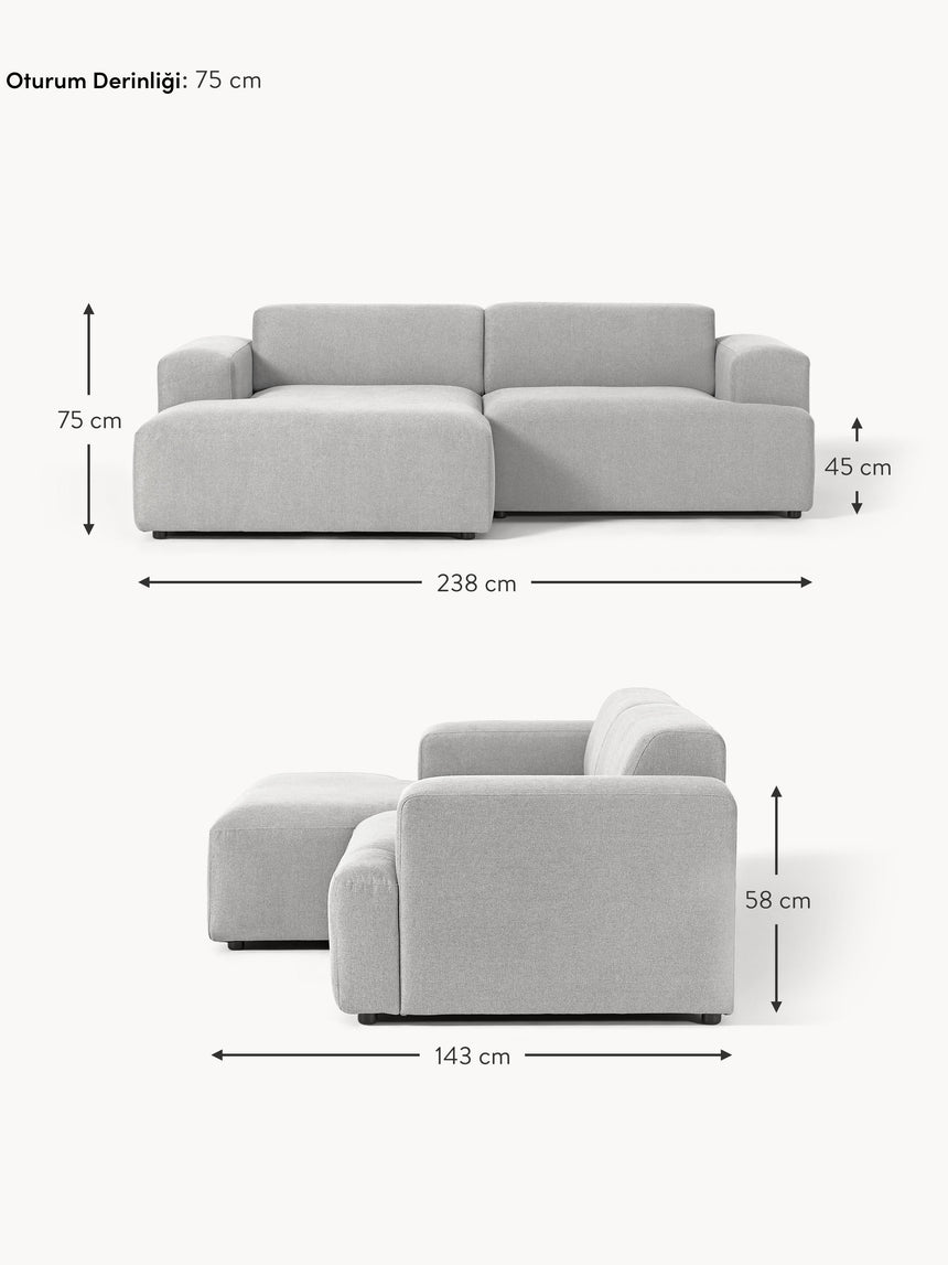 Mira Köşe Koltuk Açık Gri